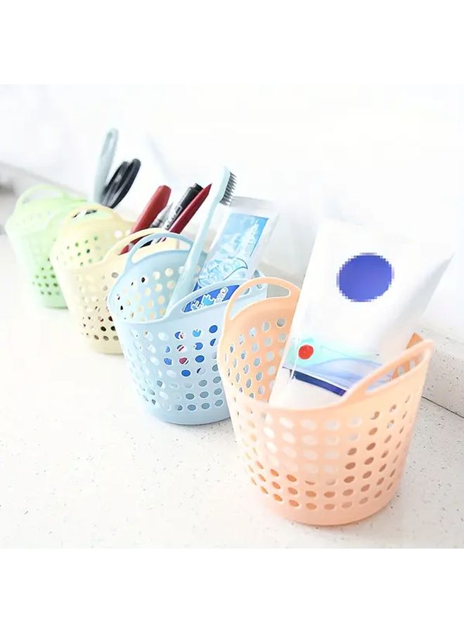 Blue Mini Desktop Storage Basket With Hanging Hook Space Saving Organizer For Home Kitchen Office - Image 1